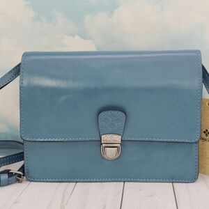 Patricia Nash Locri Distressed Leather Crossbody Bag In Safflower Blue